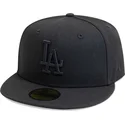 cappello-piatto-nero-chiuso-con-logo-nero-59fifty-league-essential-dei-los-angeles-dodgers-mlb-di-new-era