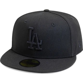 Cappello piatto nero aderente con logo nero 59FIFTY League Essential dei Los Angeles Dodgers MLB di New Era