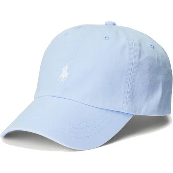 Cappellino curvo azzurro chiaro regolabile con logo bianco Cotton Chino Classic Sport di Polo Ralph Lauren