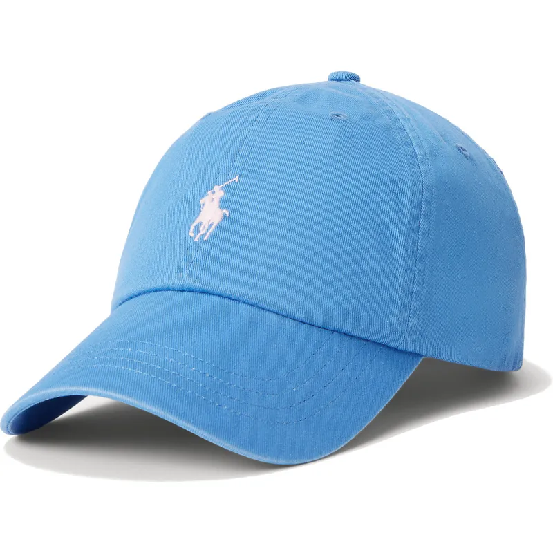 cappello-curvo-blu-regolabile-con-logo-bianco-in-cotone-chino-classic-sport-di-polo-ralph-lauren
