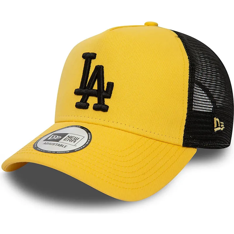 cappelli-curva-giallo-snapback-negro-a-frame-league-essential-dei-los-angeles-dodgers-mlb-di-new-era