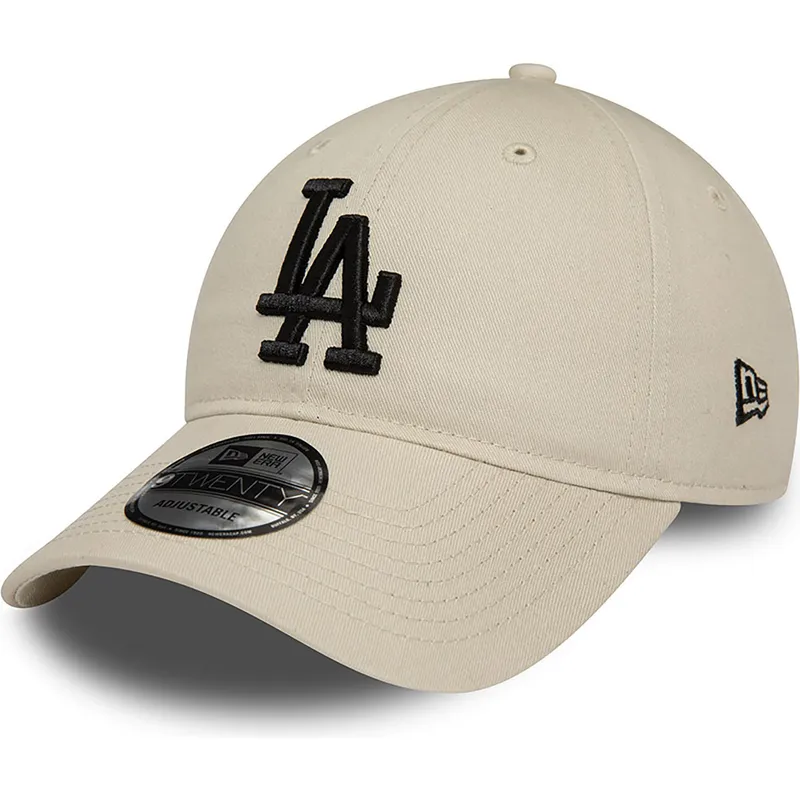 cappelli-curva-beige-cinghia-regolabile-negro-9twenty-league-essential-dei-los-angeles-dodgers-mlb-di-new-era