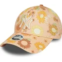cappelli-curva-arancia-cinghia-regolabile-9forty-floral-all-over-print-dei-new-york-yankees-mlb-di-new-era