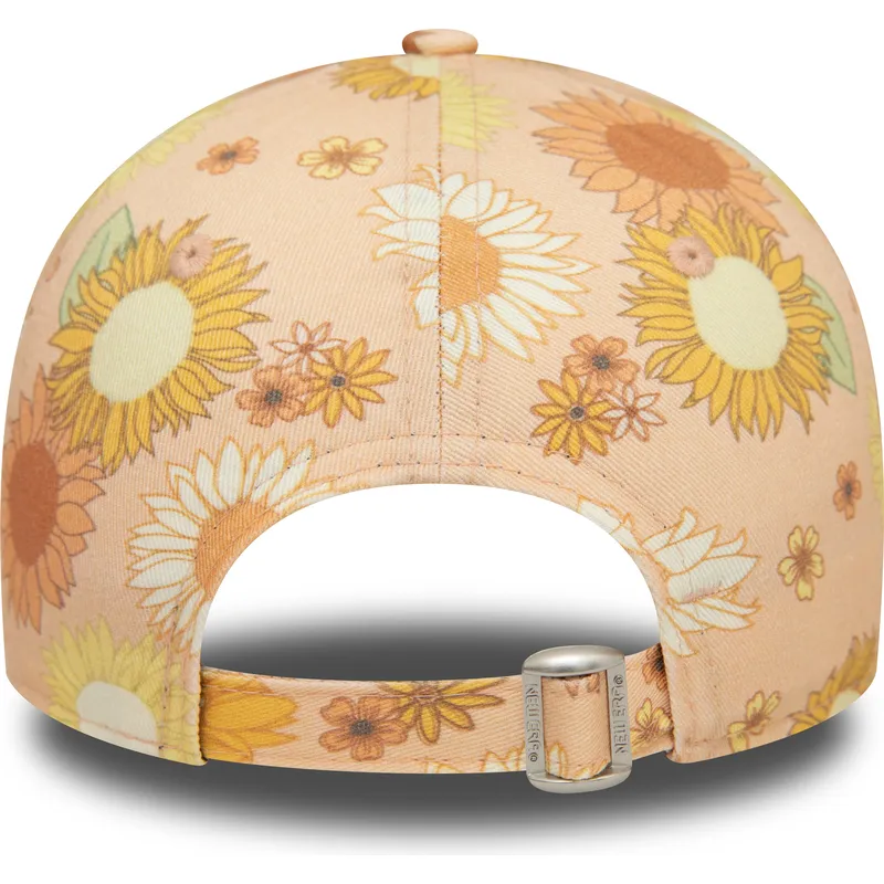 cappelli-curva-arancia-cinghia-regolabile-9forty-floral-all-over-print-dei-new-york-yankees-mlb-di-new-era