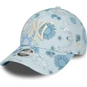 cappelli-curva-blu-cinghia-regolabile-9forty-floral-all-over-print-dei-new-york-yankees-mlb-di-new-era