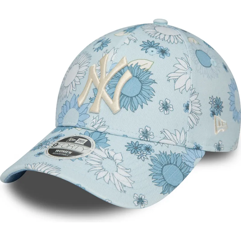 cappelli-curva-blu-cinghia-regolabile-9forty-floral-all-over-print-dei-new-york-yankees-mlb-di-new-era