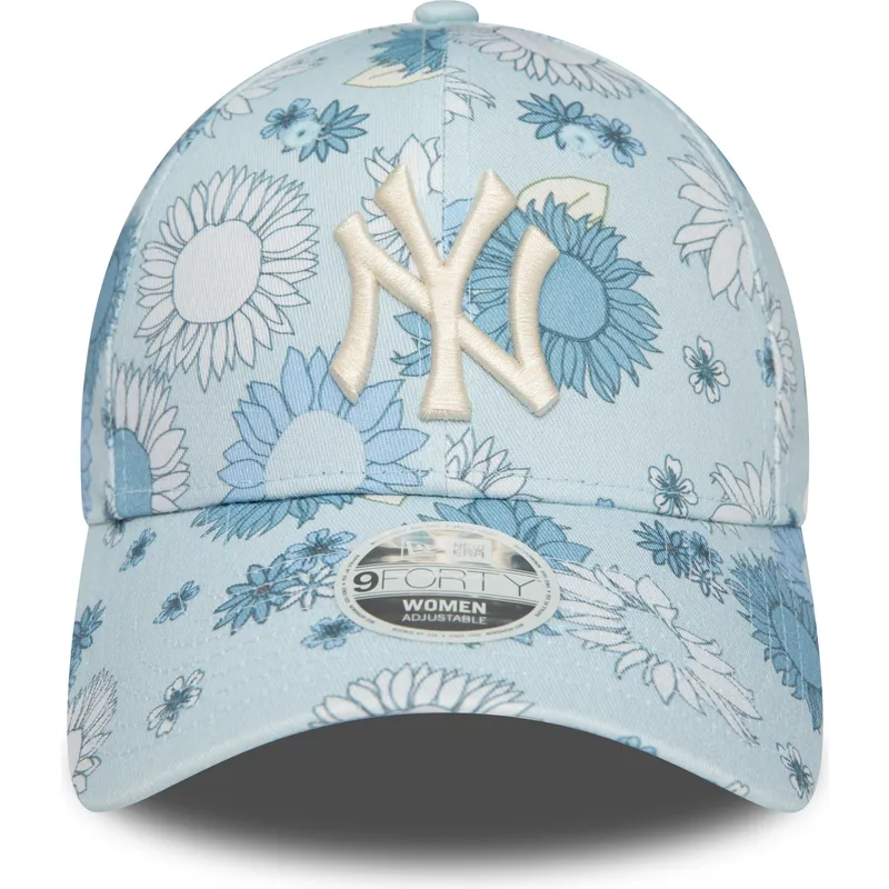 cappelli-curva-blu-cinghia-regolabile-9forty-floral-all-over-print-dei-new-york-yankees-mlb-di-new-era