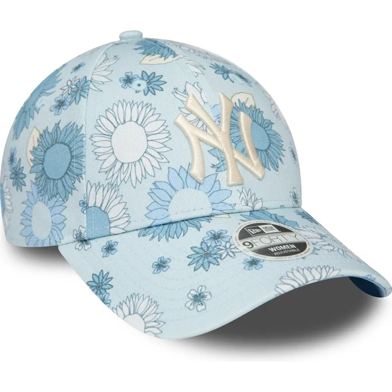 cappelli-curva-blu-cinghia-regolabile-9forty-floral-all-over-print-dei-new-york-yankees-mlb-di-new-era