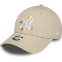 cappellino-curvo-beige-regolabile-per-donna-9forty-flower-dei-new-york-yankees-mlb-di-new-era