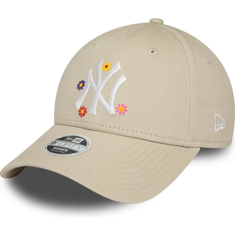 cappelli-curva-beige-cinghia-regolabile-9forty-flower-dei-new-york-yankees-mlb-di-new-era