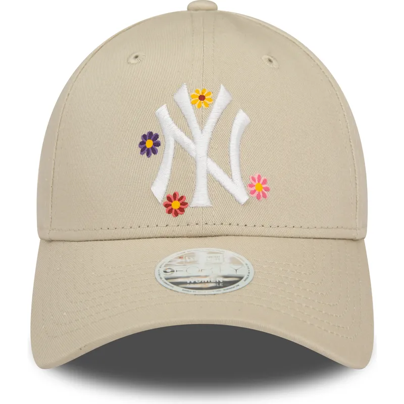 cappelli-curva-beige-cinghia-regolabile-9forty-flower-dei-new-york-yankees-mlb-di-new-era