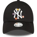 cappelli-curva-nero-cinghia-regolabile-9forty-flower-dei-new-york-yankees-mlb-di-new-era