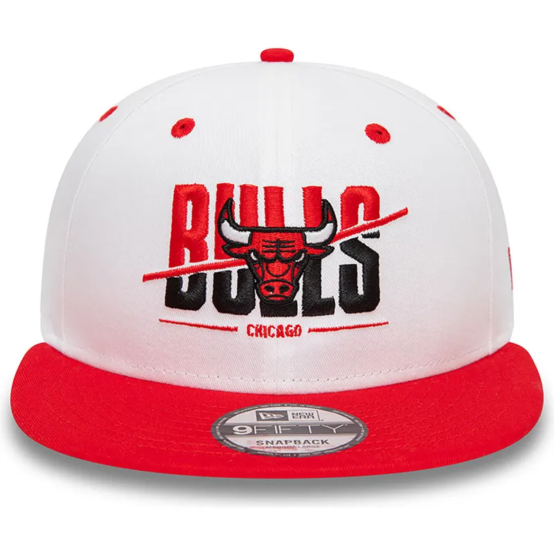 cappello-piatto-bianco-e-rosso-snapback-9fifty-white-crown-di-chicago-bulls-nba-di-new-era