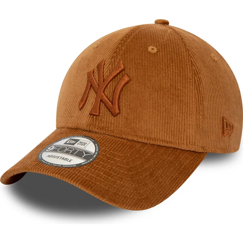 cappellino-curvo-marrone-regolabile-9forty-cord-dei-new-york-yankees-mlb-di-new-era