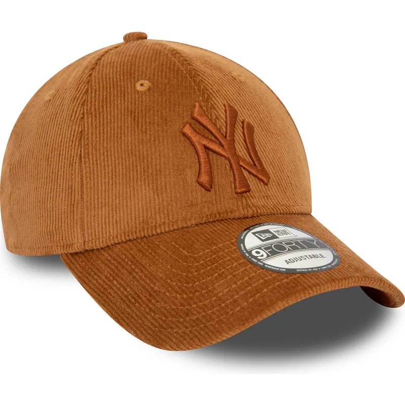 cappellino-curvo-marrone-regolabile-9forty-cord-dei-new-york-yankees-mlb-di-new-era