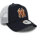 cappelli-curva-blu-marino-snapback-marron-a-frame-boucle-dei-new-york-yankees-mlb-di-new-era