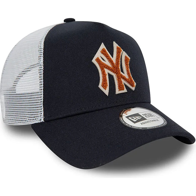 cappelli-curva-blu-marino-snapback-marron-a-frame-boucle-dei-new-york-yankees-mlb-di-new-era