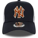 cappelli-curva-blu-marino-snapback-marron-a-frame-boucle-dei-new-york-yankees-mlb-di-new-era