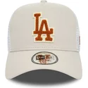 cappelli-curva-beige-snapback-marron-a-frame-boucle-dei-los-angeles-dodgers-mlb-di-new-era