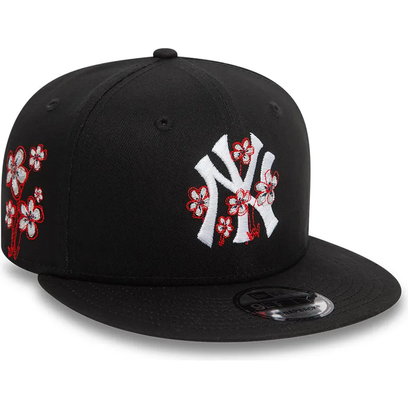 cappelli-piatta-nero-snapback-9fifty-flower-icon-dei-new-york-yankees-mlb-di-new-era