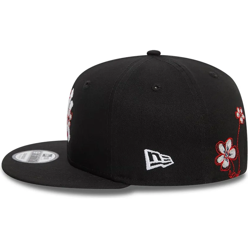 cappelli-piatta-nero-snapback-9fifty-flower-icon-dei-new-york-yankees-mlb-di-new-era