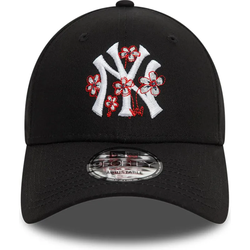 cappelli-curva-nero-cinghia-regolabile-9forty-flower-icon-dei-new-york-yankees-mlb-di-new-era