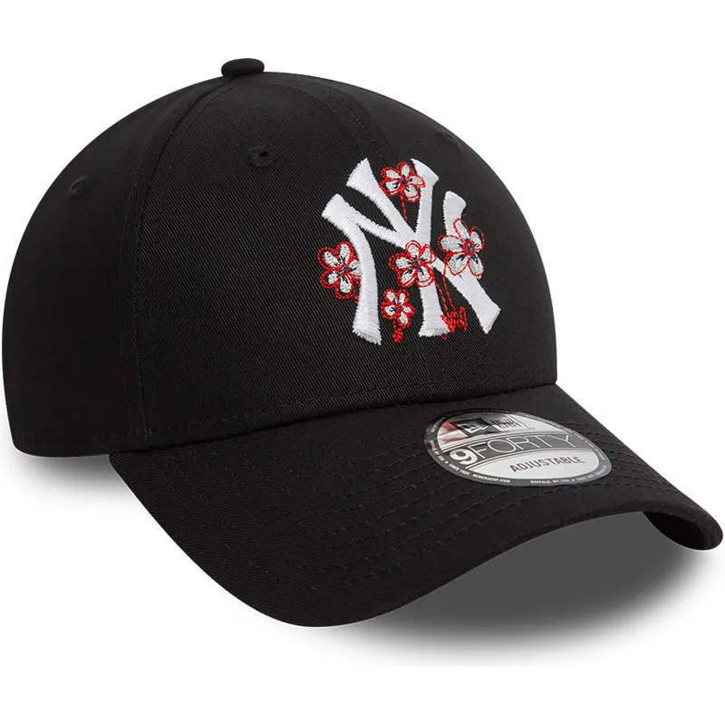 cappelli-curva-nero-cinghia-regolabile-9forty-flower-icon-dei-new-york-yankees-mlb-di-new-era