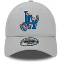 cappelli-curva-grigio-cinghia-regolabile-9forty-flower-icon-dei-los-angeles-dodgers-mlb-di-new-era