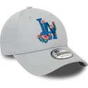 cappelli-curva-grigio-cinghia-regolabile-9forty-flower-icon-dei-los-angeles-dodgers-mlb-di-new-era