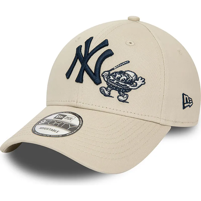 cappelli-curva-beige-cinghia-regolabile-9forty-food-character-dei-new-york-yankees-mlb-di-new-era