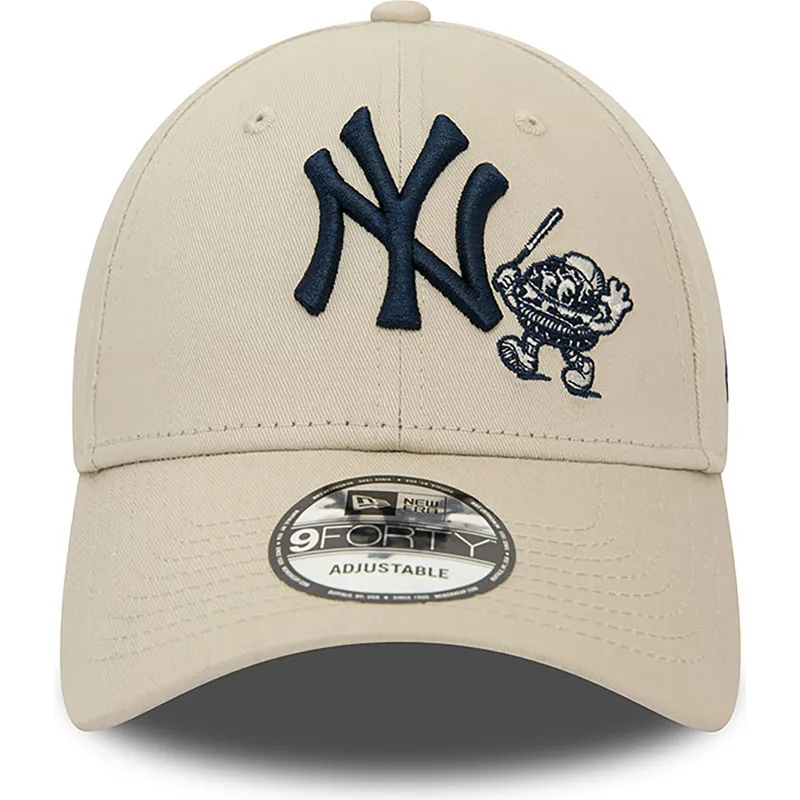 cappelli-curva-beige-cinghia-regolabile-9forty-food-character-dei-new-york-yankees-mlb-di-new-era