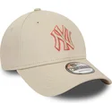 cappellino-curvo-beige-regolabile-9forty-team-outline-dei-new-york-yankees-mlb-di-new-era