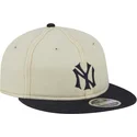cappello-piatto-beige-e-blu-marino-regolabile-9fifty-retro-crown-denim-dei-new-york-yankees-mlb-di-new-era