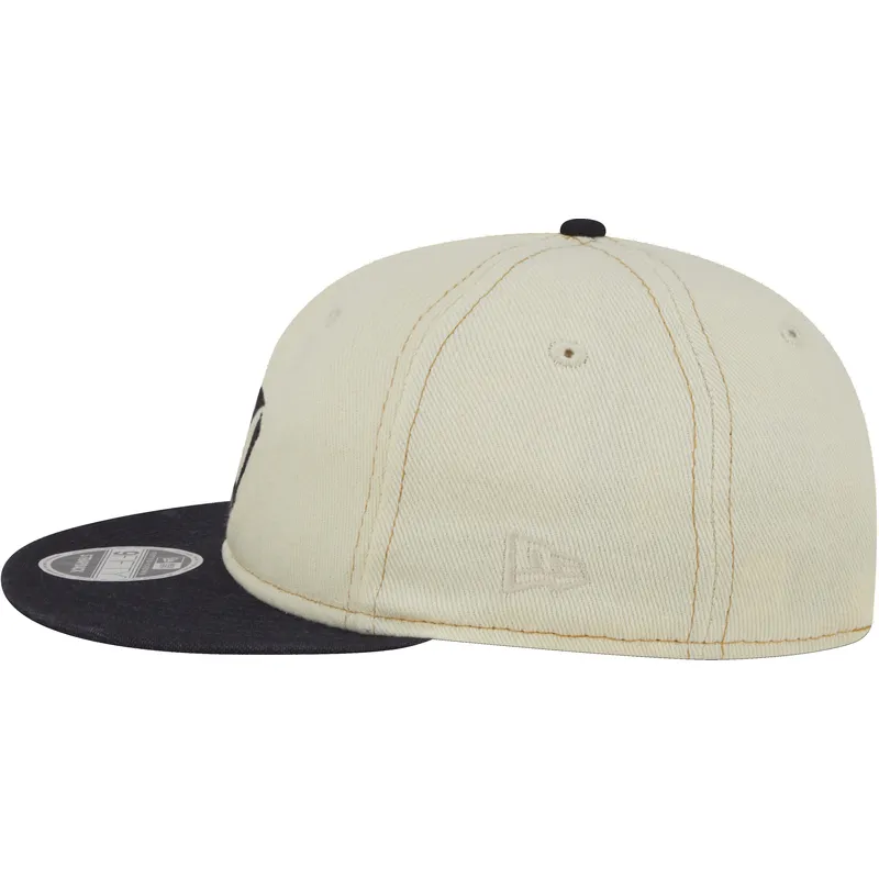 cappello-piatto-beige-e-blu-marino-regolabile-9fifty-retro-crown-denim-dei-new-york-yankees-mlb-di-new-era