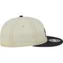 cappello-piatto-beige-e-blu-marino-regolabile-9fifty-retro-crown-denim-dei-new-york-yankees-mlb-di-new-era