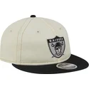 cappello-piatto-beige-e-nero-regolabile-9fifty-retro-crown-denim-di-oakland-raiders-nfl-di-new-era