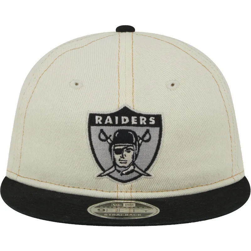 cappello-piatto-beige-e-nero-regolabile-9fifty-retro-crown-denim-di-oakland-raiders-nfl-di-new-era