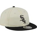 cappello-piatto-beige-e-nero-9fifty-retro-crown-denim-di-chicago-white-sox-mlb-di-new-era