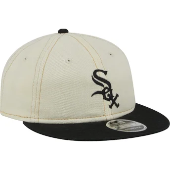 Cappello piatto beige e nero 9FIFTY Retro Crown Denim dei Chicago White Sox MLB di New Era