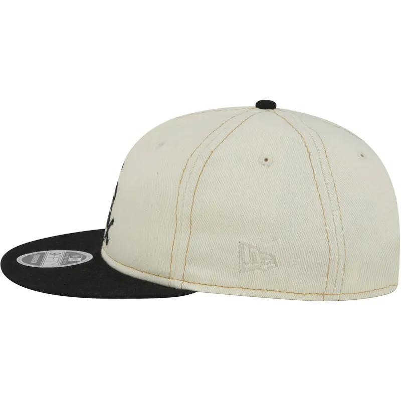 cappello-piatto-beige-e-nero-9fifty-retro-crown-denim-di-chicago-white-sox-mlb-di-new-era