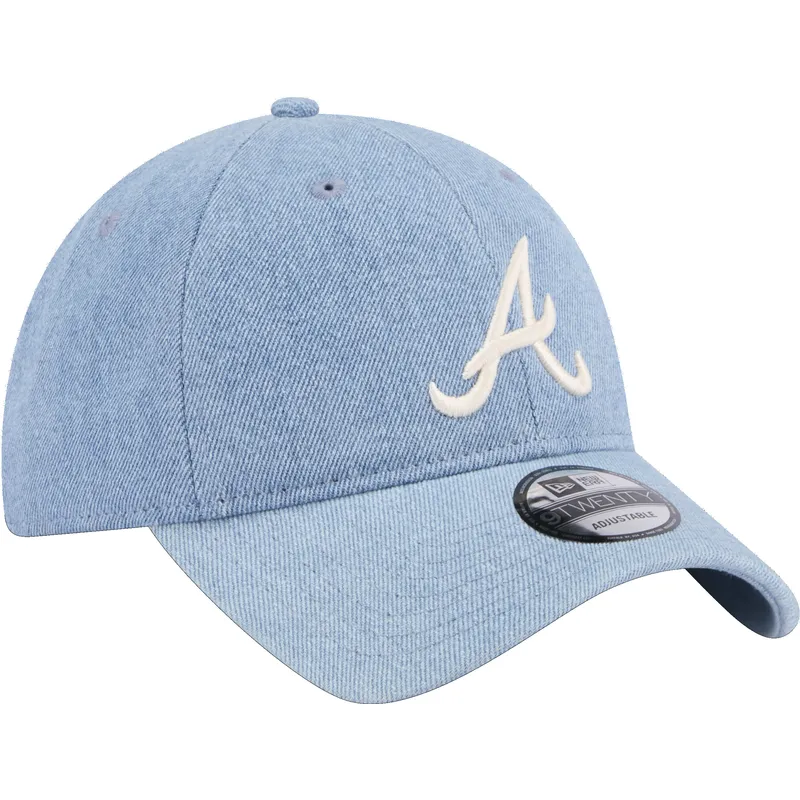 cappelli-curva-blu-cinghia-regolabile-9twenty-washed-denim-dei-atlanta-braves-mlb-di-new-era