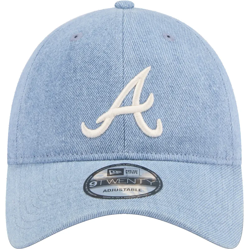 cappelli-curva-blu-cinghia-regolabile-9twenty-washed-denim-dei-atlanta-braves-mlb-di-new-era