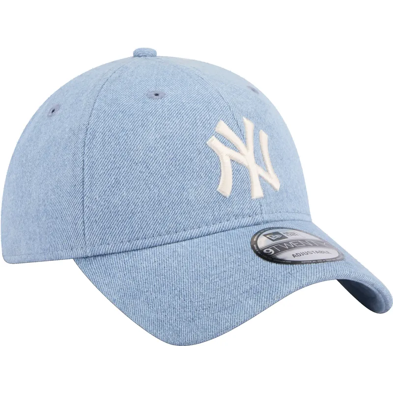 cappelli-curva-blu-cinghia-regolabile-9twenty-washed-denim-dei-new-york-yankees-mlb-di-new-era