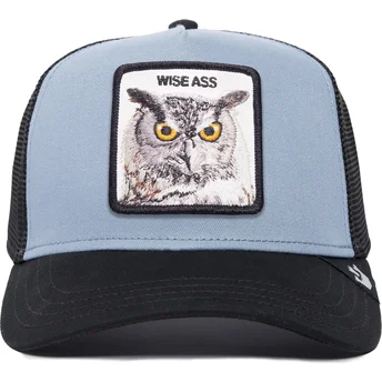 cappellino-trucker-blu-e-nero-gufo-wise-ass-owl-the-farm-premium-di-goorin-bros