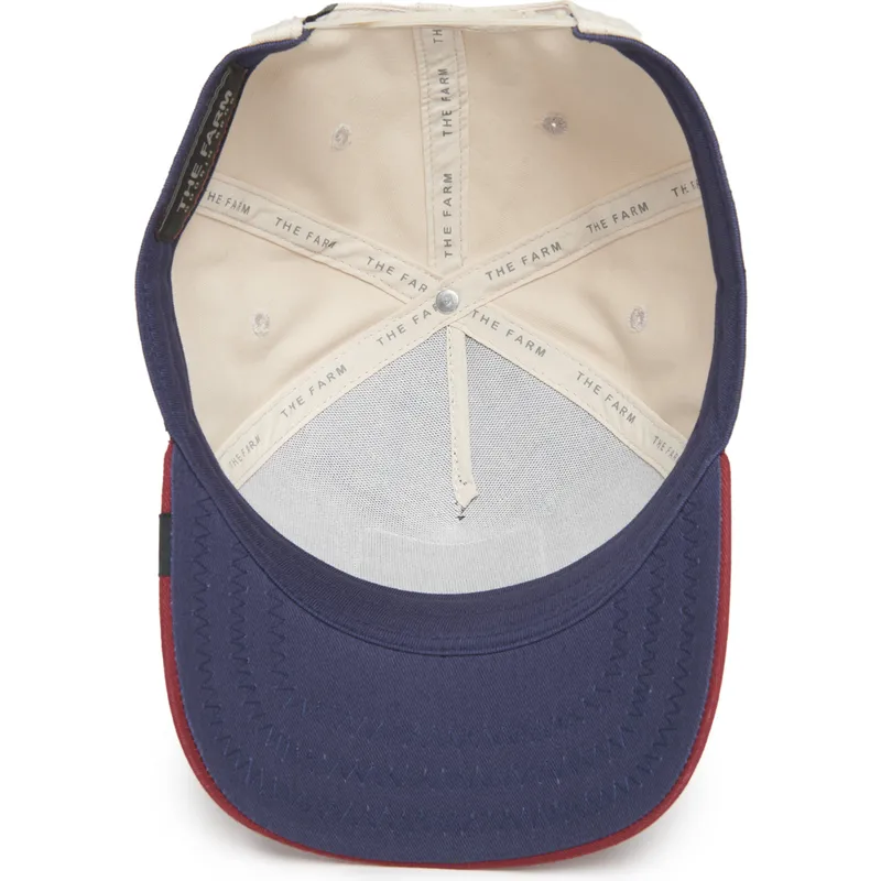 cappellino-curvo-blu-marino-beige-e-rosso-snapback-gallo-cock-all-american-rooster-100-the-farm-all-over-canvas-di-goorin-bros