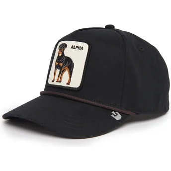 Cappello curvo nero snapback cane rottweiler Alpha Dog 100 The Farm All Over Canvas di Goorin Bros.