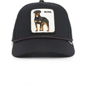 cappello-curvo-nero-snapback-cane-rottweiler-alpha-dog-100-the-farm-all-over-canvas-di-goorin-bros
