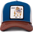 cappellino-visiera-curva-blu-bianco-e-marrone-snapback-cane-bulldog-tough-bully-100-the-farm-all-over-canvas-di-goorin-bros