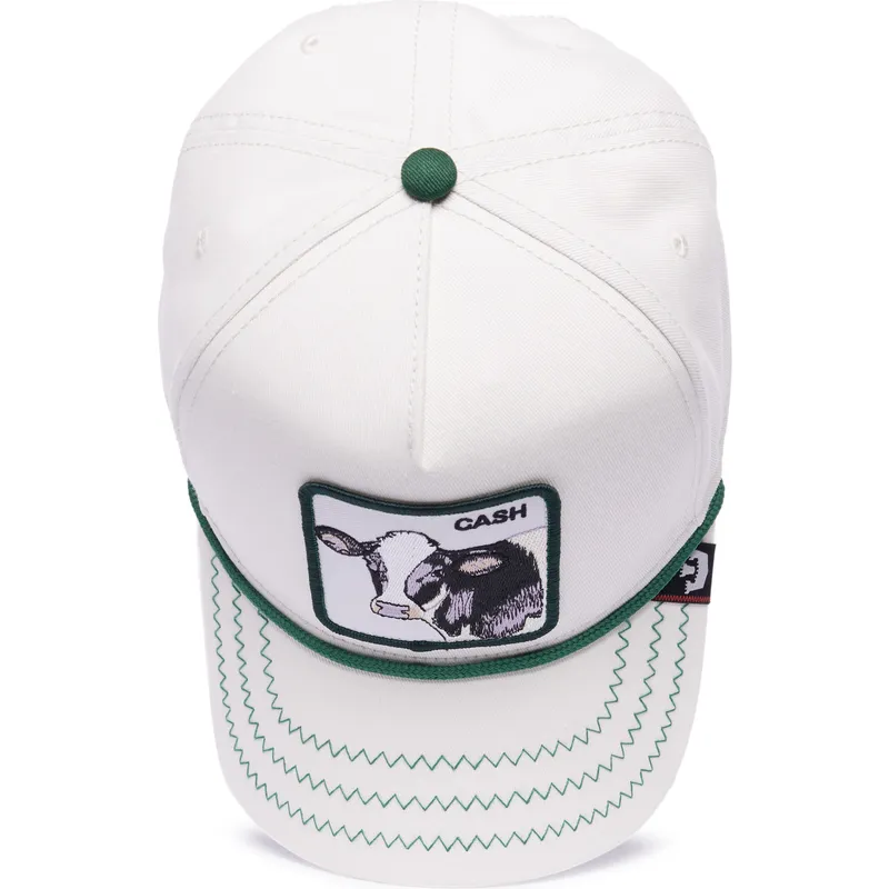 cappellino-visiera-curva-bianco-snapback-mucca-cash-cow-100-the-farm-all-over-canvas-di-goorin-bros
