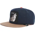berretto-piatto-blu-marino-e-marrone-snapback-lupo-lone-wolf-one-pack-the-farm-flats-di-goorin-bros